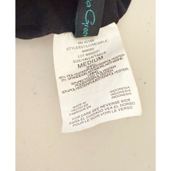 Women's UPF 50 Tiered Tankini Top Aqua Green Black X Strap Layered Medium Swim - Picture 9 of 9